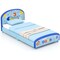 Honeyjoy Children Twin Size Upholstered Platform Single Bed with Headboard & Footboard Blue